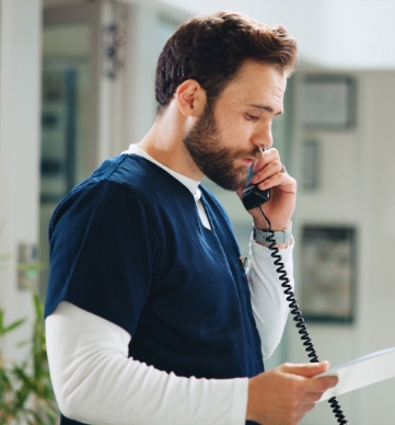 Male Nurse making a call